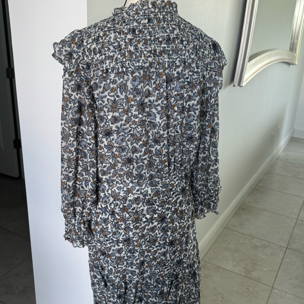 Veronica Beard Blue Floral Long Sleeve Dress - Picture 5 of 12